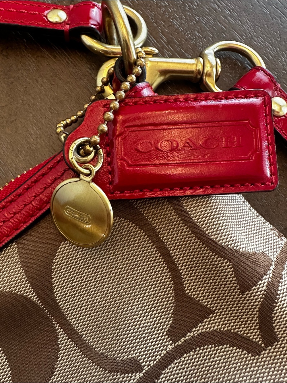 Coach Signature Stripe Hobo Bag *zipper pull fell off but will come w/it - Picture 3 of 16